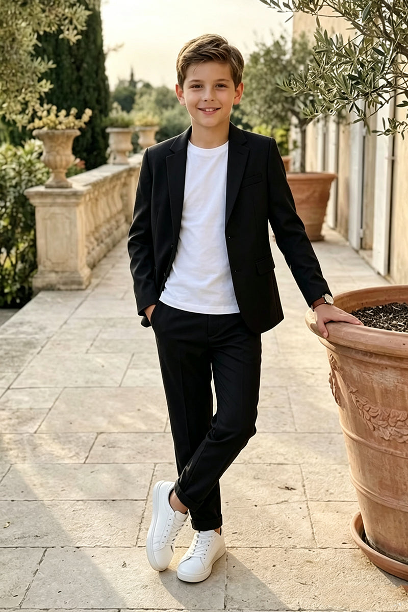 Boys Black 2-Piece Suit with Relaxed Modern