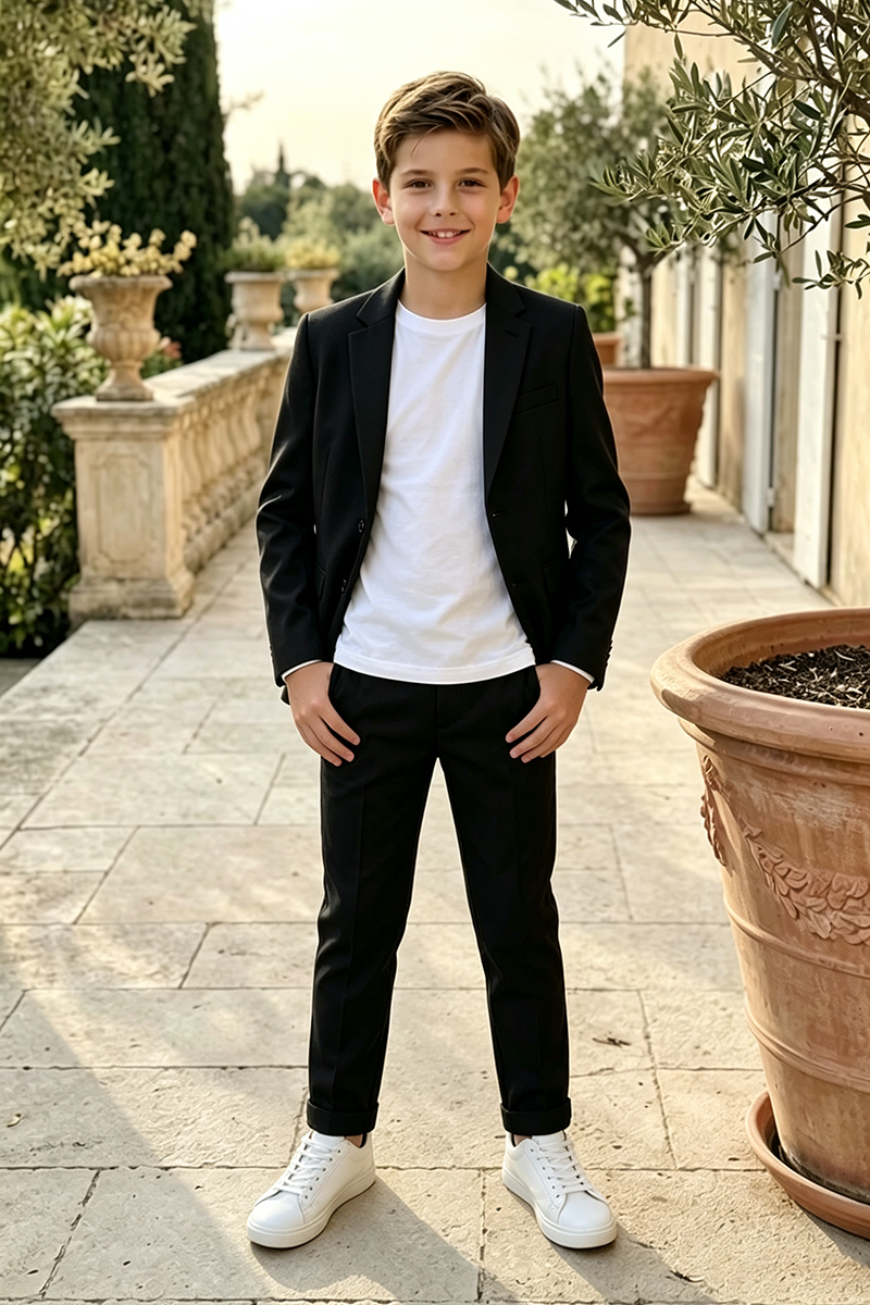 Boys Black 2-Piece Suit with Relaxed Modern