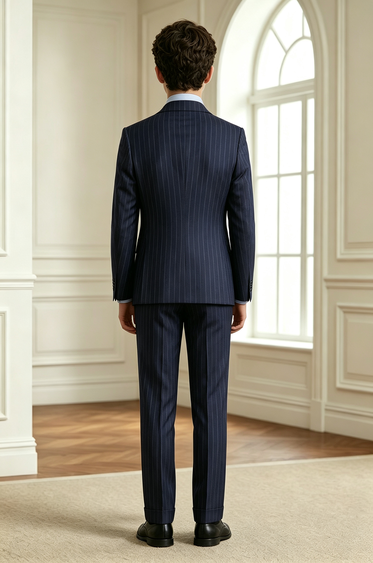 Navy Pinstripe Double Breasted 3-Piece Suit Set