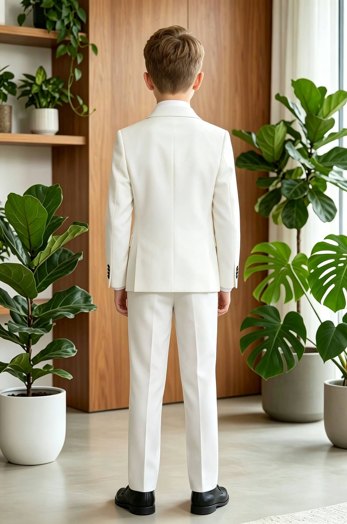 White & Black Buttons Double Breasted 2-Piece Suit Set