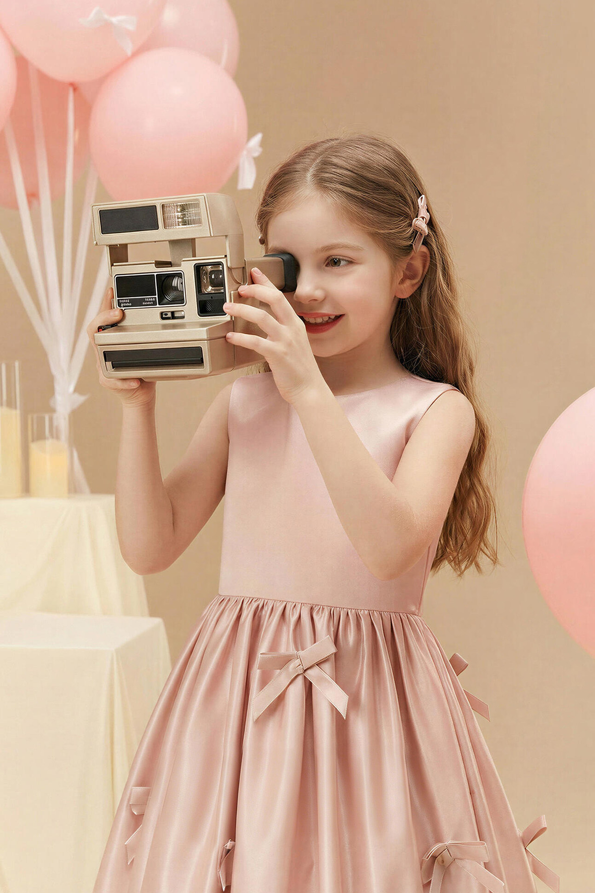 Pink Satin Sleeveless Bow A-Line Dress