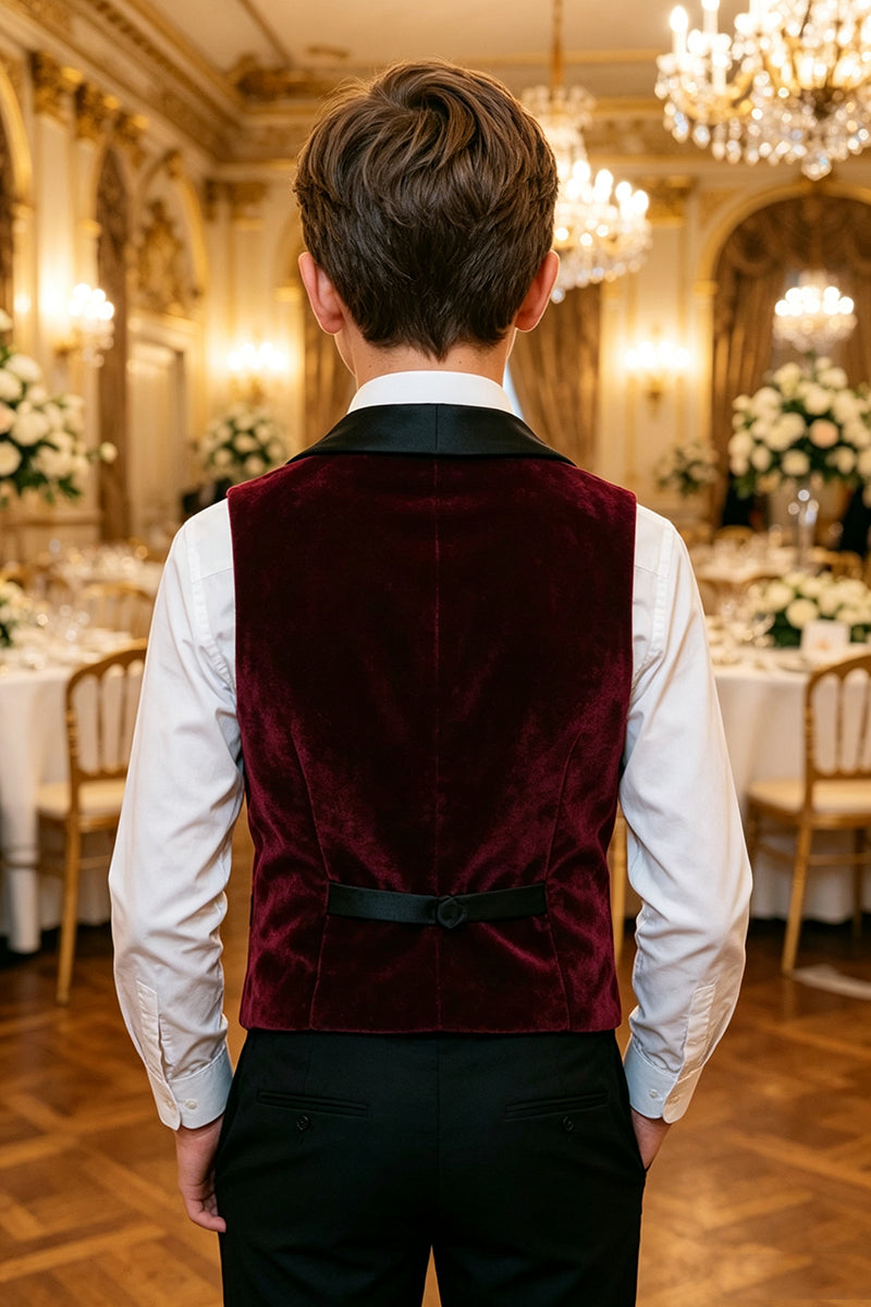 Boys Burgundy Velvet Waistcoat