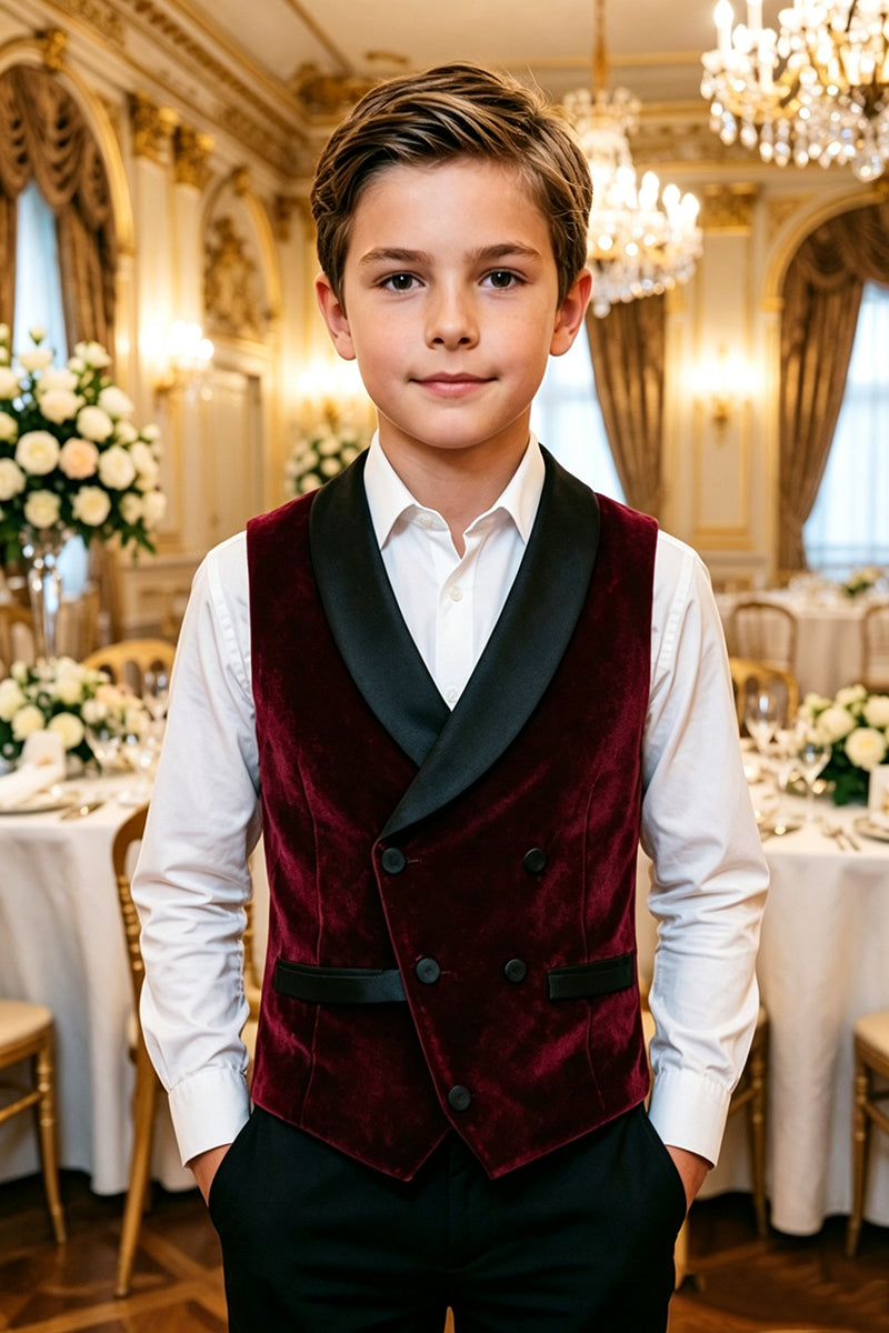 Boys Burgundy Velvet Waistcoat
