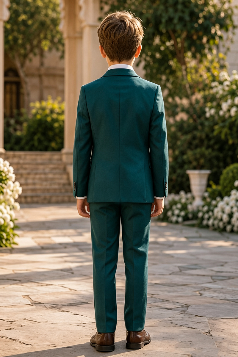 Boys Teal with Classic Notch Lapel 3-Piece Suit