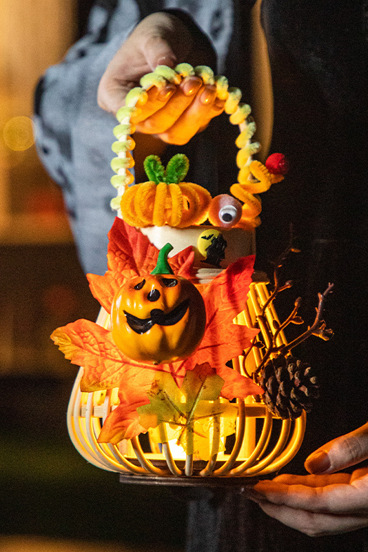 Halloween Light-up Woven Pumpkin Lantern