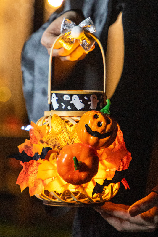 Halloween Light-up Woven Pumpkin Lantern