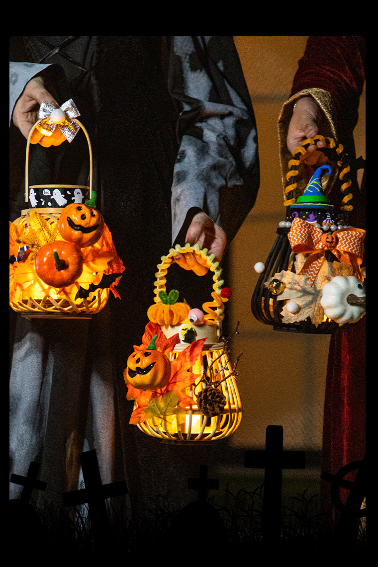 Halloween Light-up Woven Pumpkin Lantern