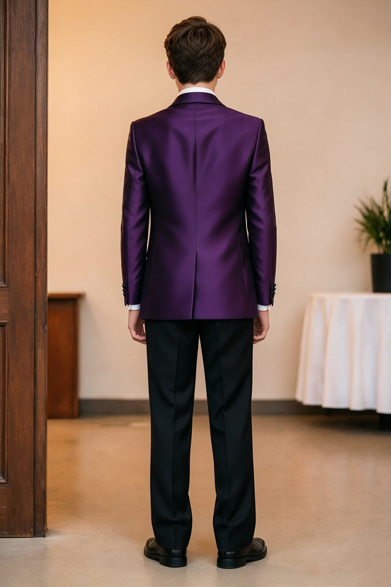 Boys Purple Satin 2-Piece Suit for Weddings