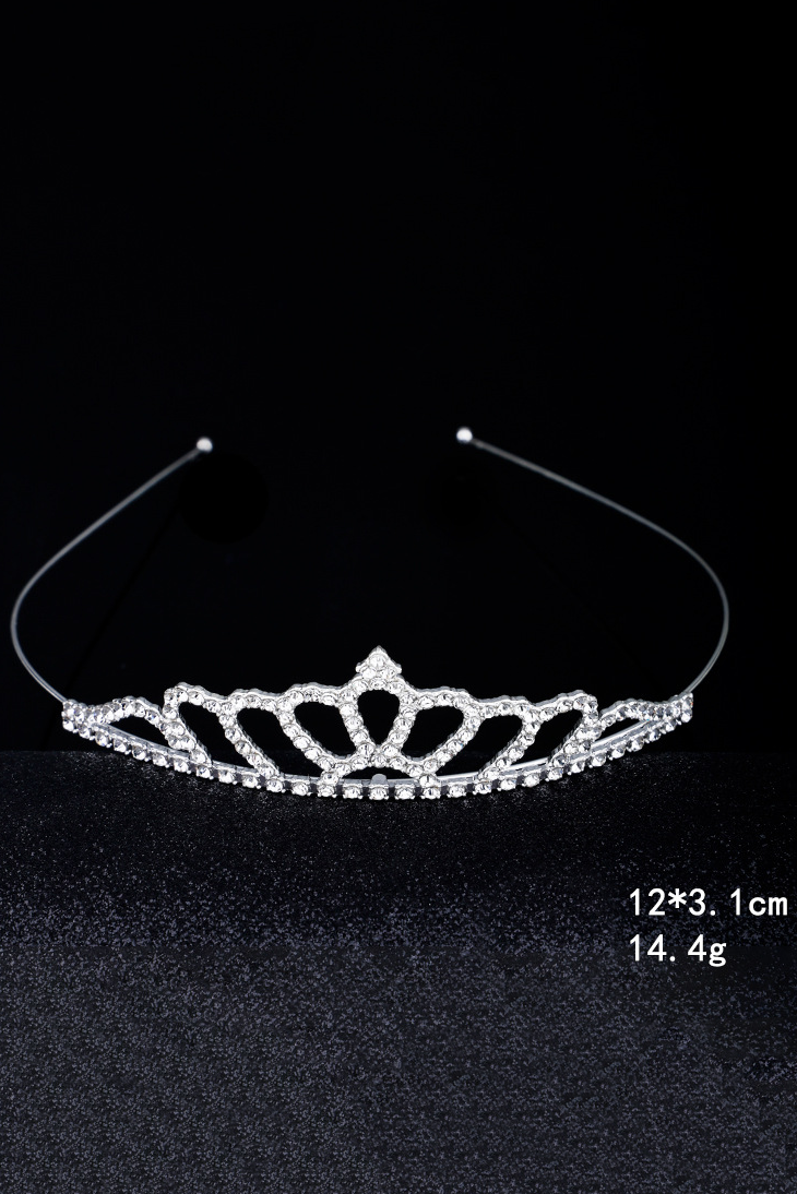 Girls Silver Rhinestone Heart Tiara Headband