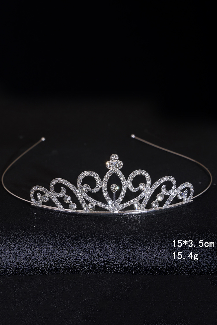 Girls Silver Rhinestone Heart Tiara Headband