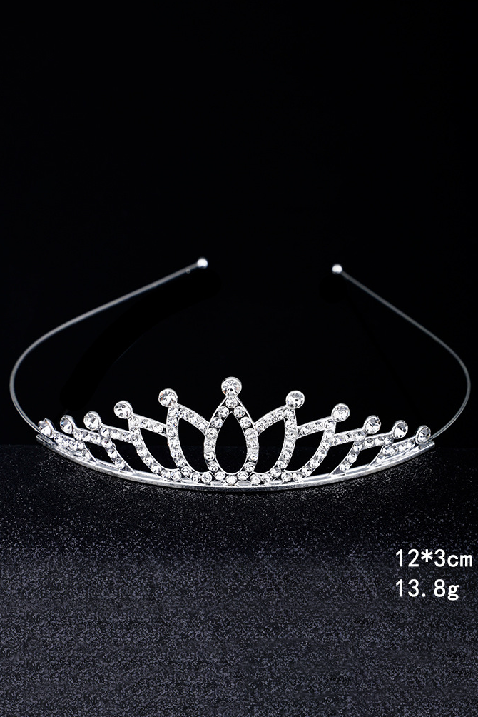 Girls Silver Rhinestone Heart Tiara Headband