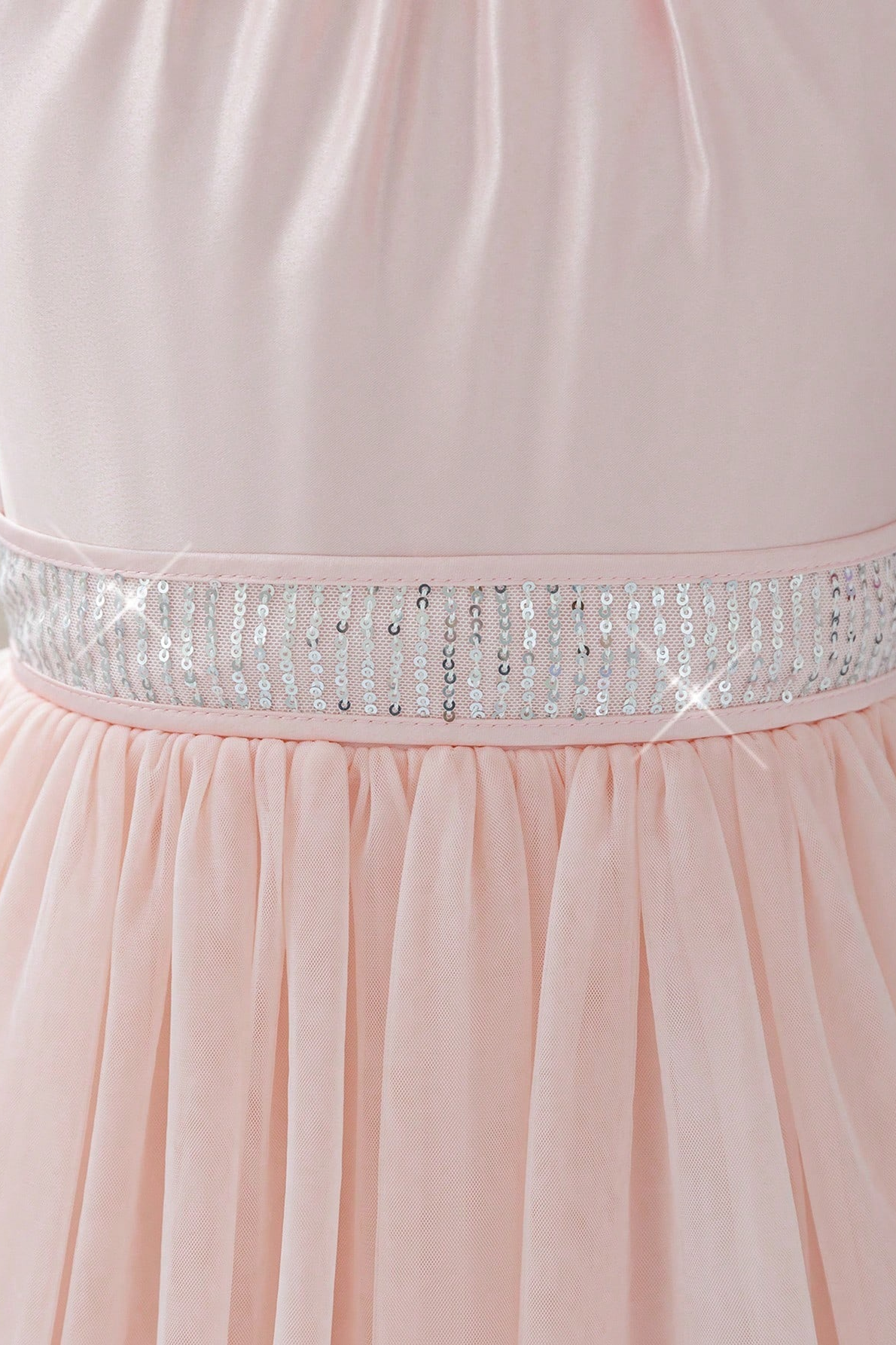 Light Pink Tulle Halter Satin Bow A-Line Formal Dress
