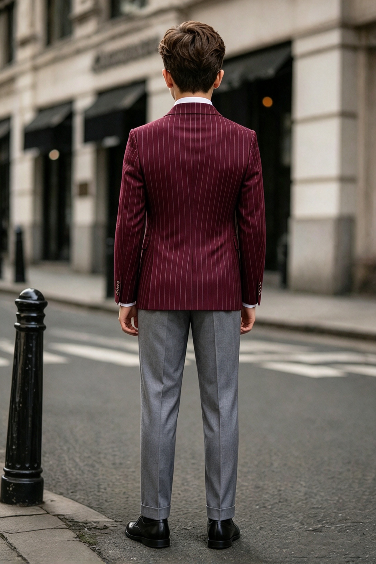 Burgundy Pinstripe Double Breasted Suit 2-Piece Set