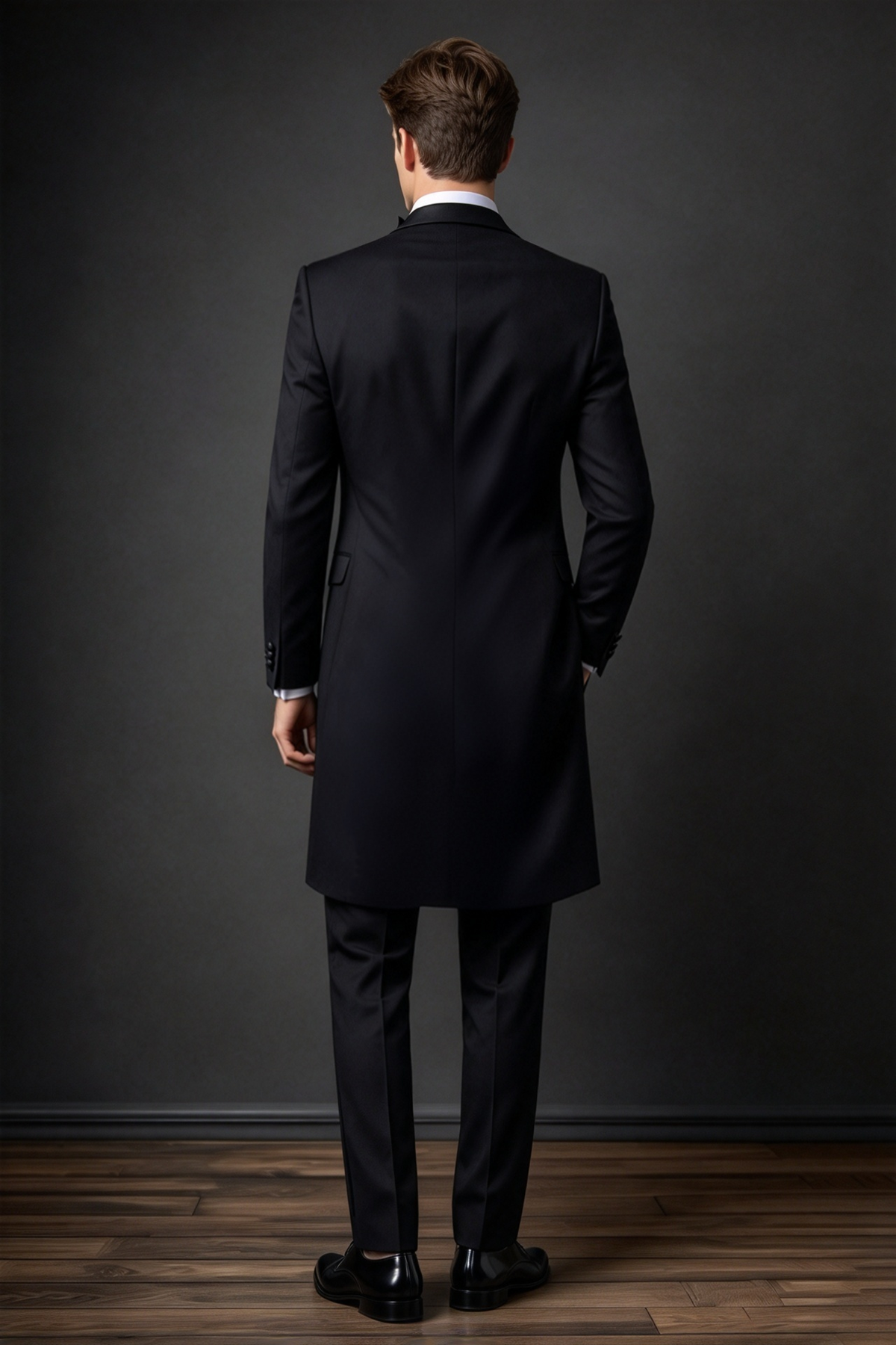 Black Tuxedo 3-Piece Suit with Light Brown Waistcoat