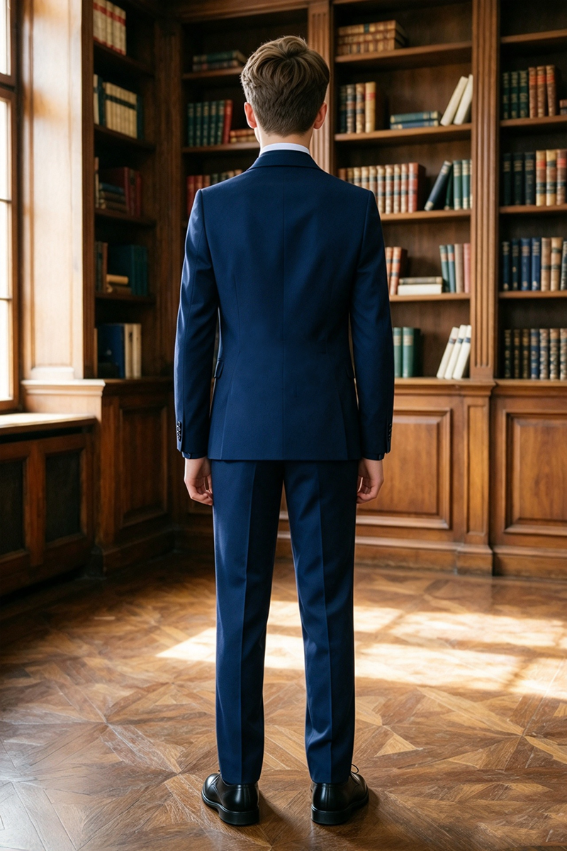 Boys Navy Blue with Notch Lapel 3-Piece Suit
