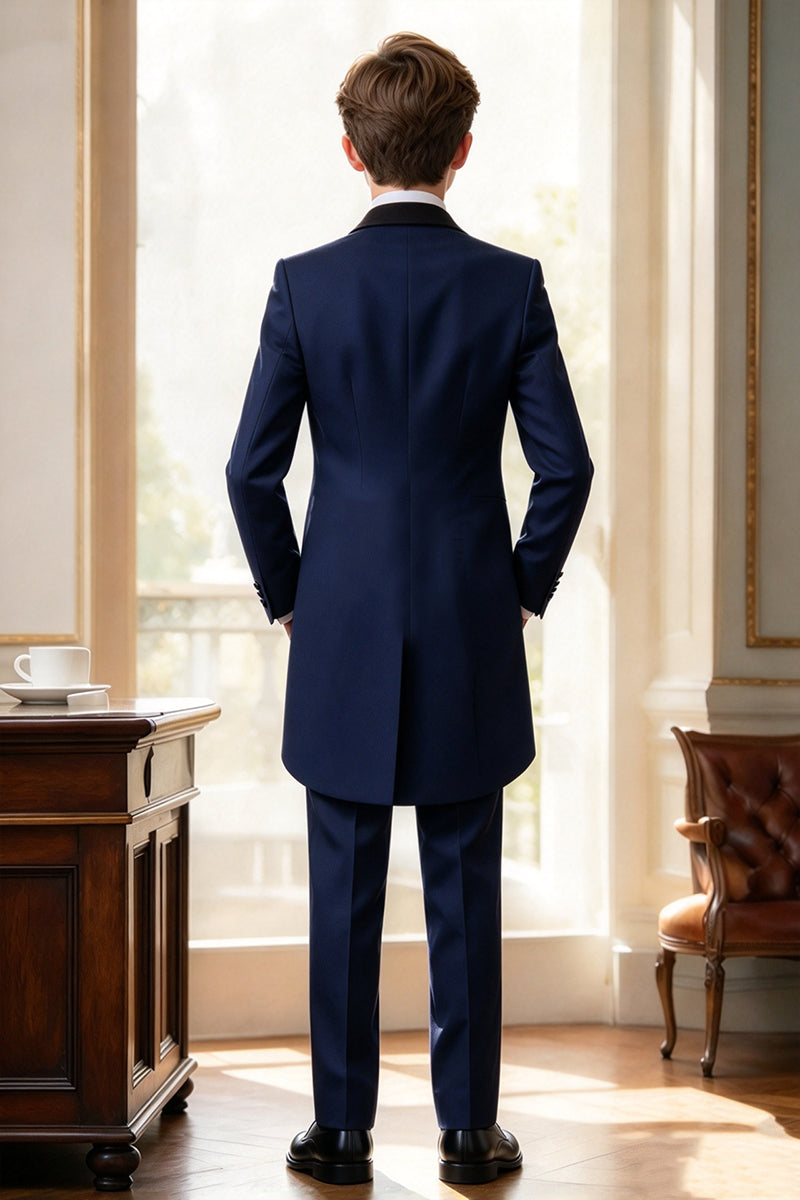 Boys Navy Tailcoat 3-Piece Suit
