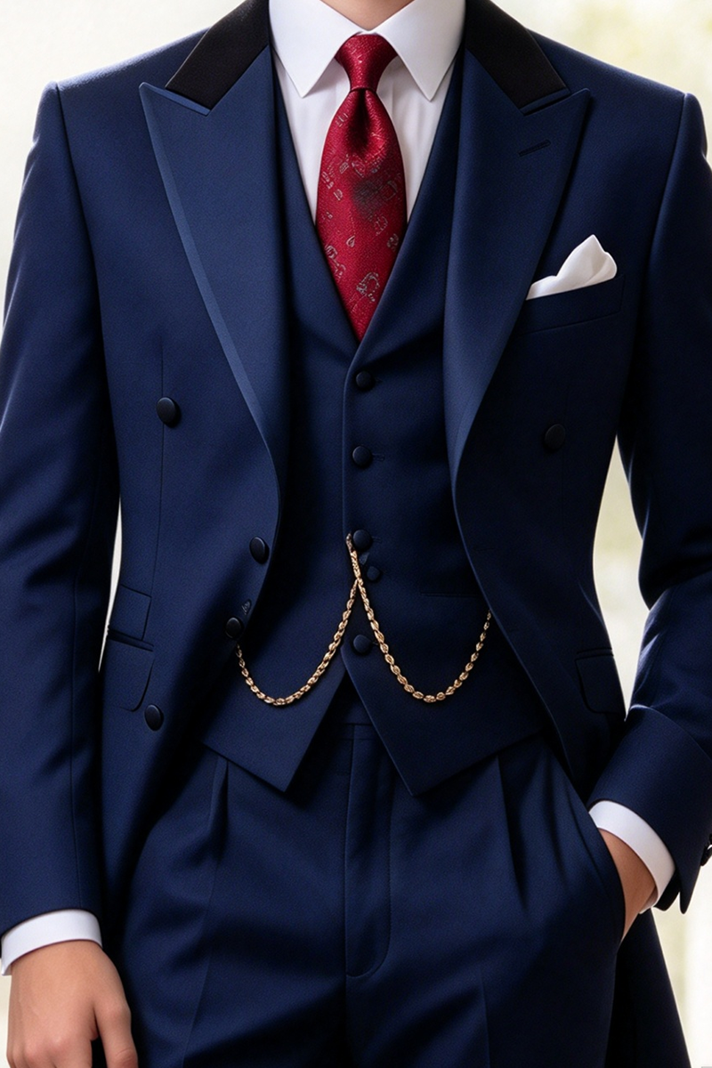 Boys Navy Tailcoat 3-Piece Suit