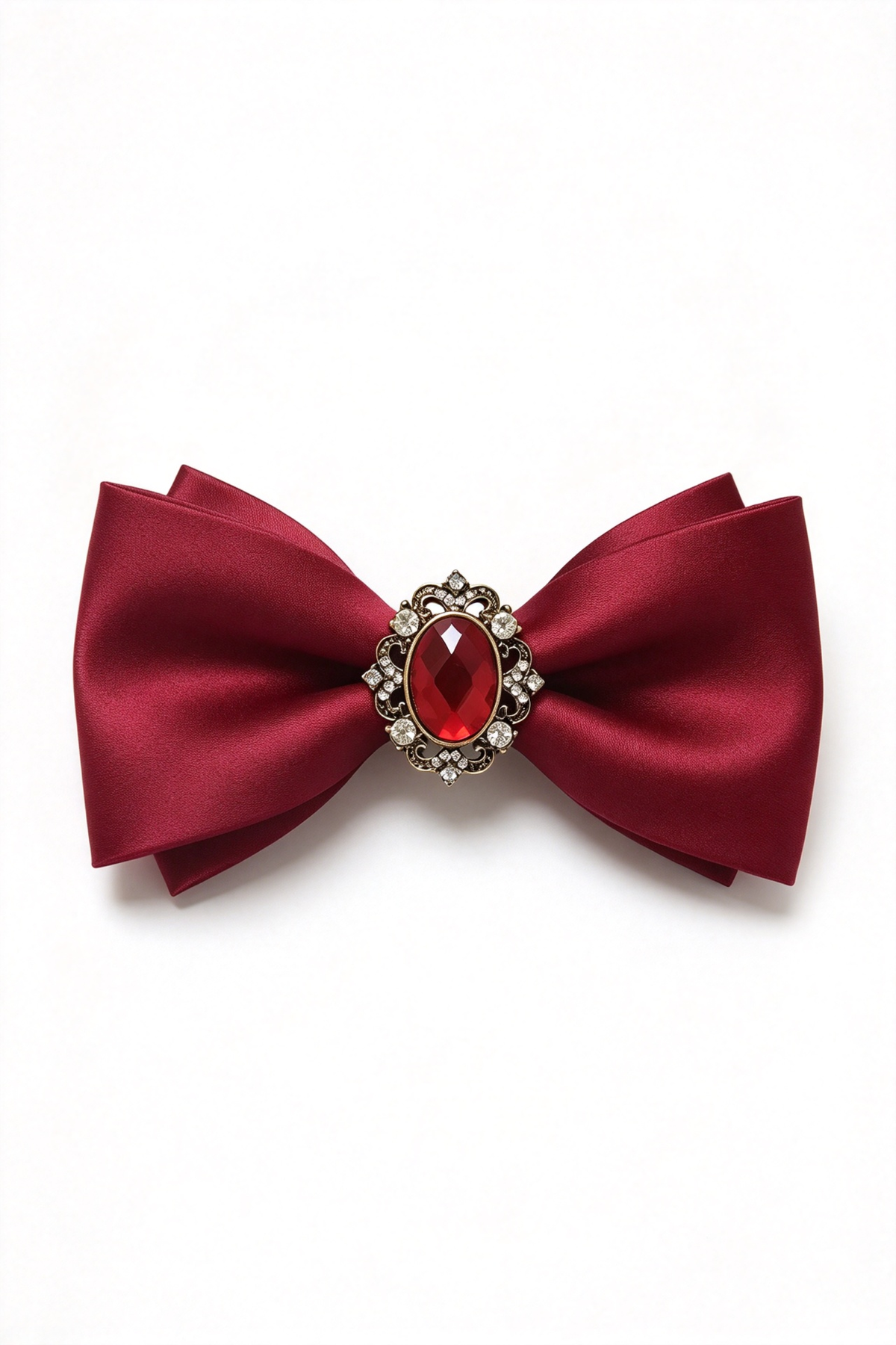 Black Satin Vintage Rhinestone Double-Layer Bow Tie