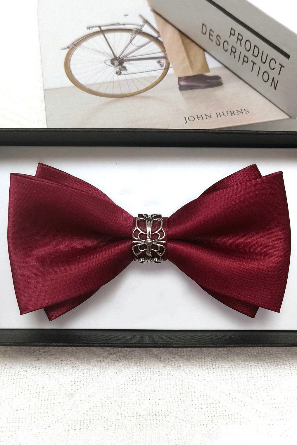 Black Satin Vintage Double-Layer Bow Tie