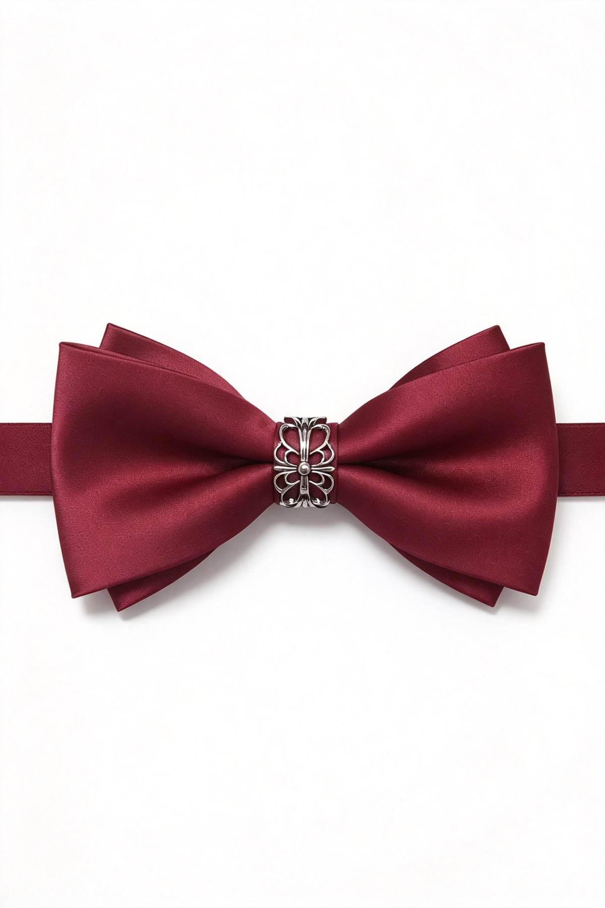 Black Satin Vintage Double-Layer Bow Tie