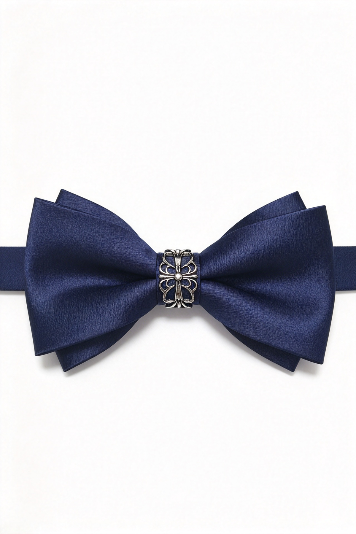 Black Satin Vintage Double-Layer Bow Tie