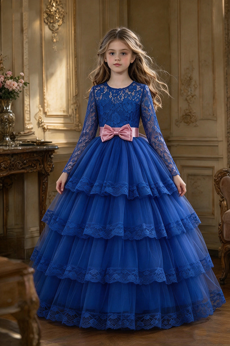 Girls Pink Lace Tulle Gown for Weddings