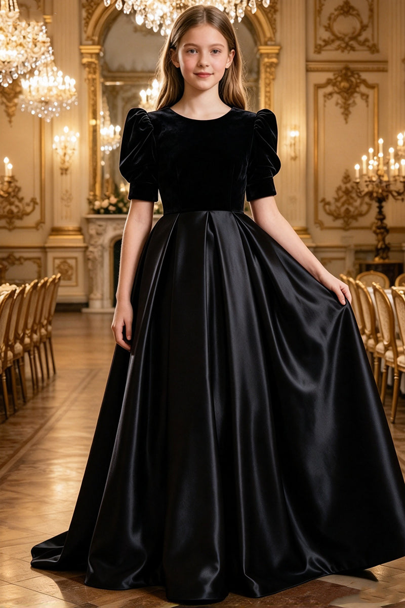 Girls Burgundy Velvet Satin Gown for Weddings
