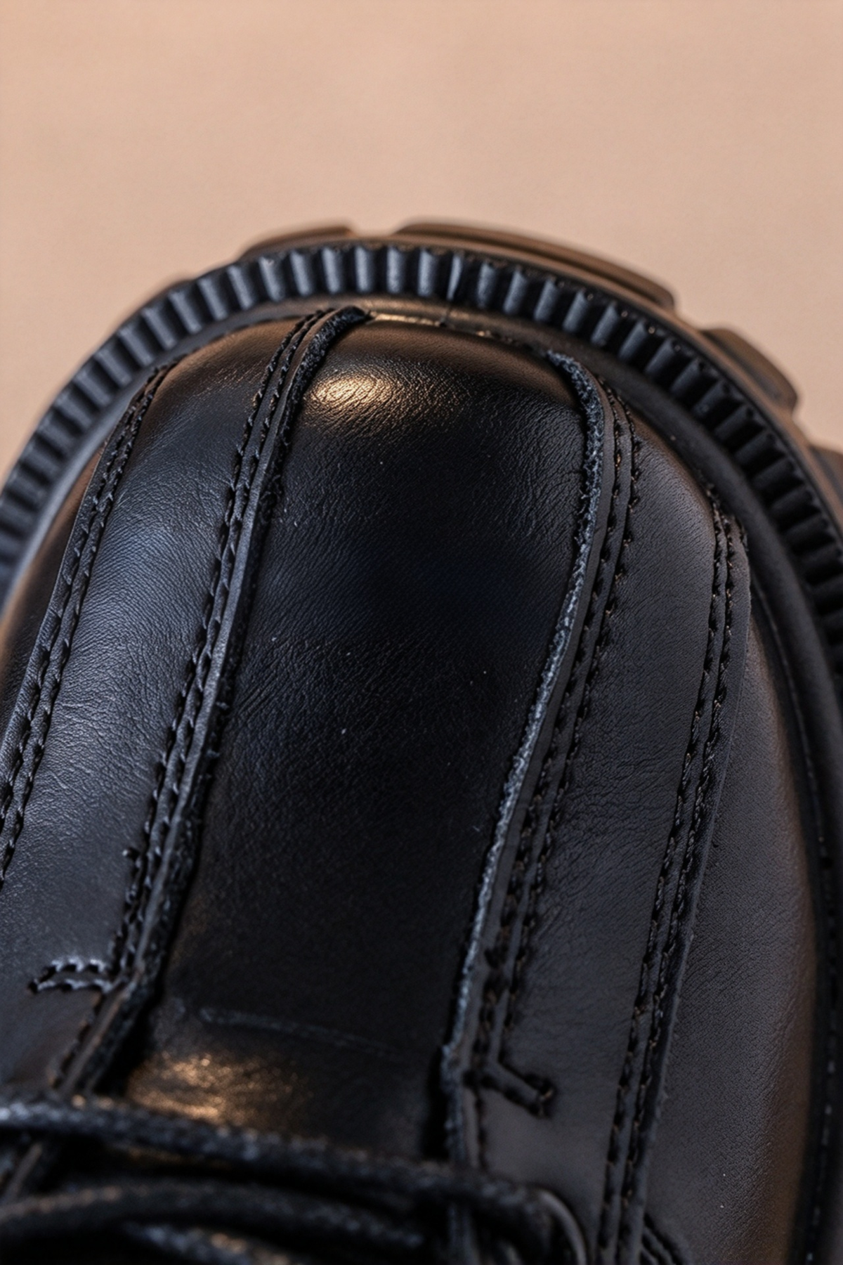 Black PU British Style Non-Fleece Mid-Calf Martin Boots