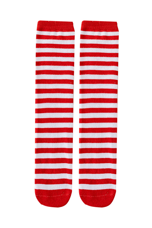 Kids Red White Striped Knee High Socks