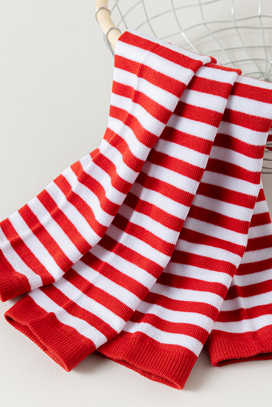 Kids Red White Striped Knee High Socks