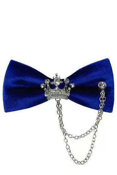 Black Velvet Rhinestone Crown Bow Tie