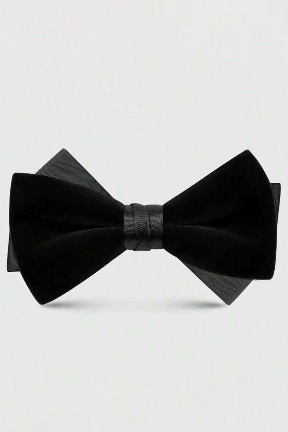 Black Velvet & Satin Patchwork Pre-Tied Bow Tie