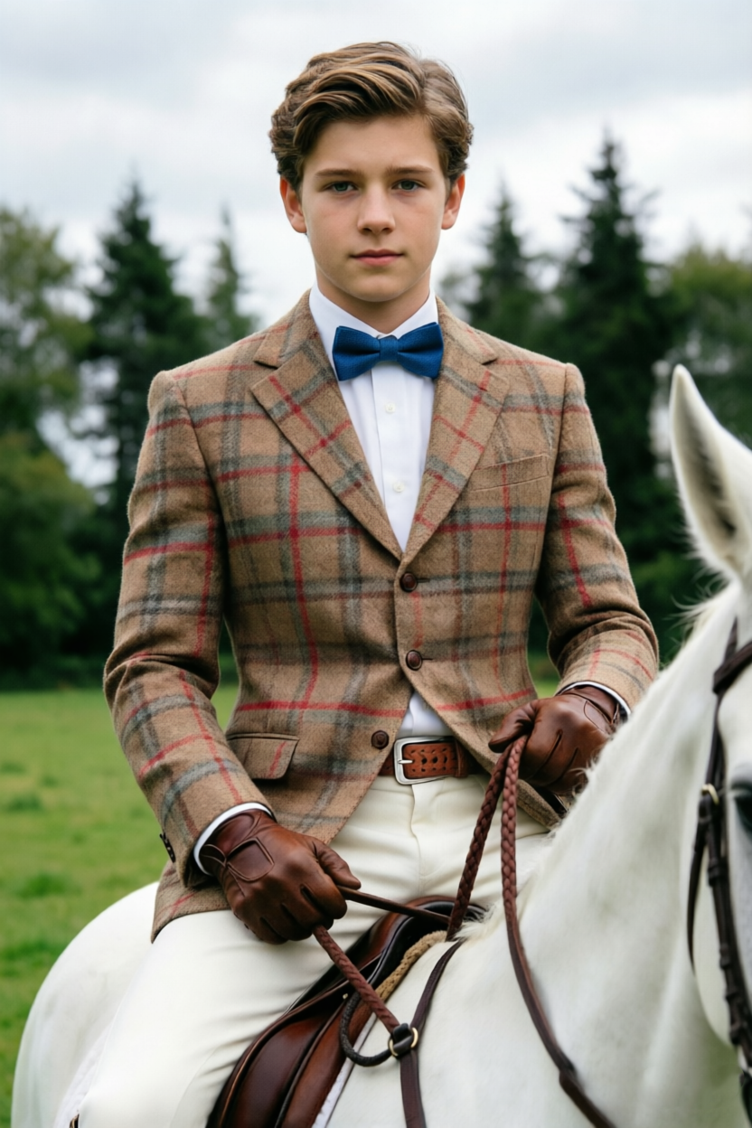 Brown & Red Plaid Tweed Blazer