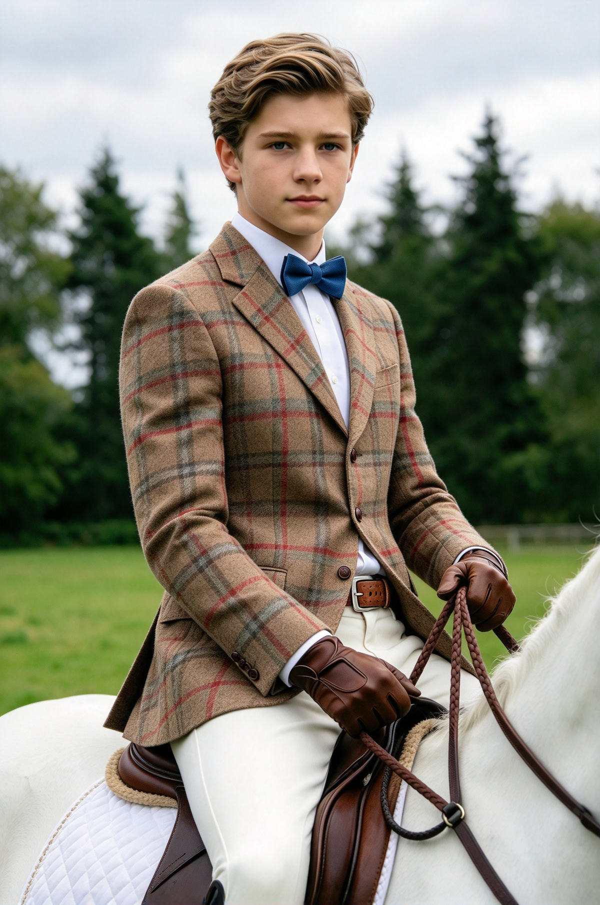Brown & Red Plaid Tweed Blazer
