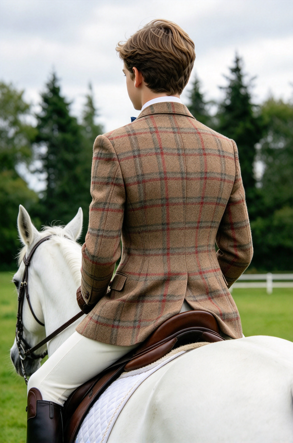 Brown & Red Plaid Tweed Blazer