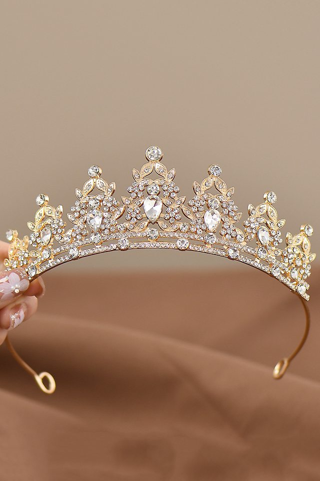 Colorful Rhinestone Gold Alloy Princess Tiara