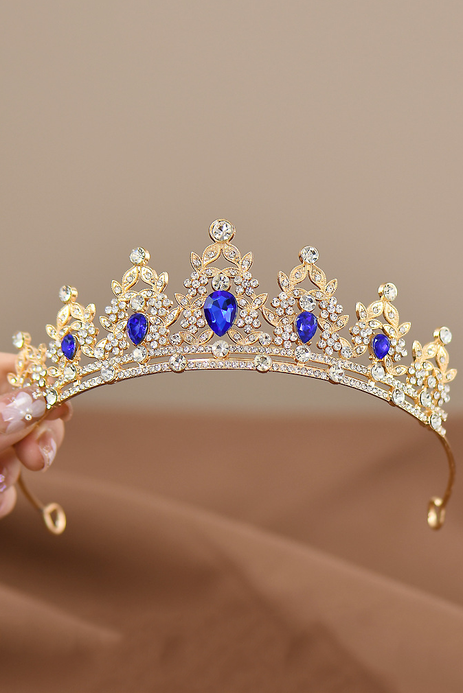Colorful Rhinestone Gold Alloy Princess Tiara