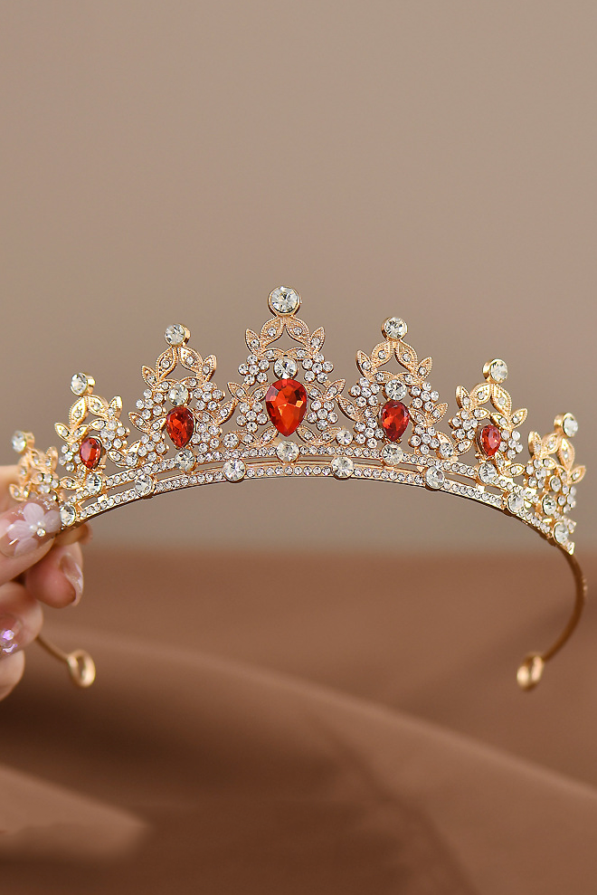 Colorful Rhinestone Gold Alloy Princess Tiara