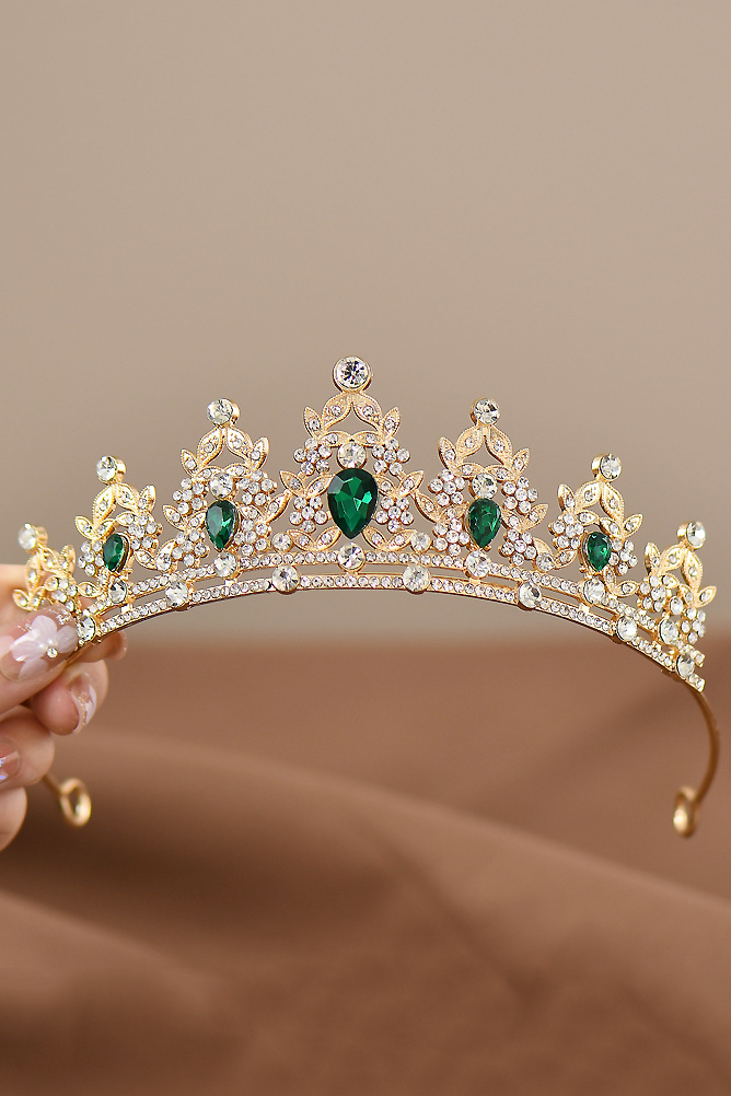 Colorful Rhinestone Gold Alloy Princess Tiara