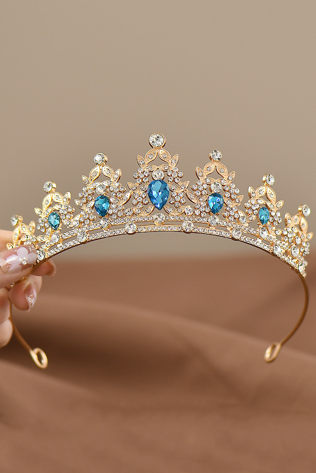 Colorful Rhinestone Gold Alloy Princess Tiara