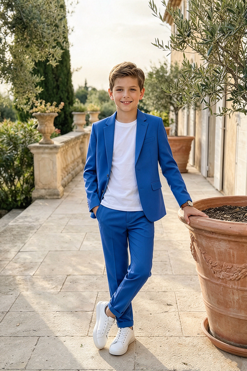 Boys Sage Green 2-Piece Casual Suit with Notch Lapel