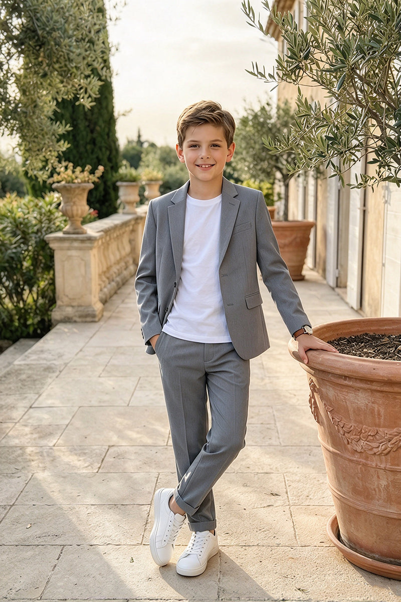 Boys Sage Green 2-Piece Casual Suit with Notch Lapel