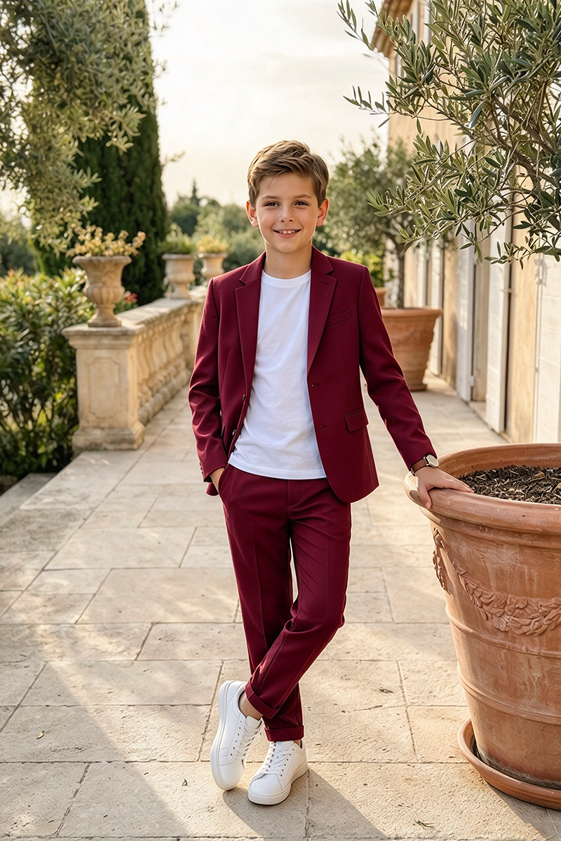Boys Sage Green 2-Piece Casual Suit with Notch Lapel