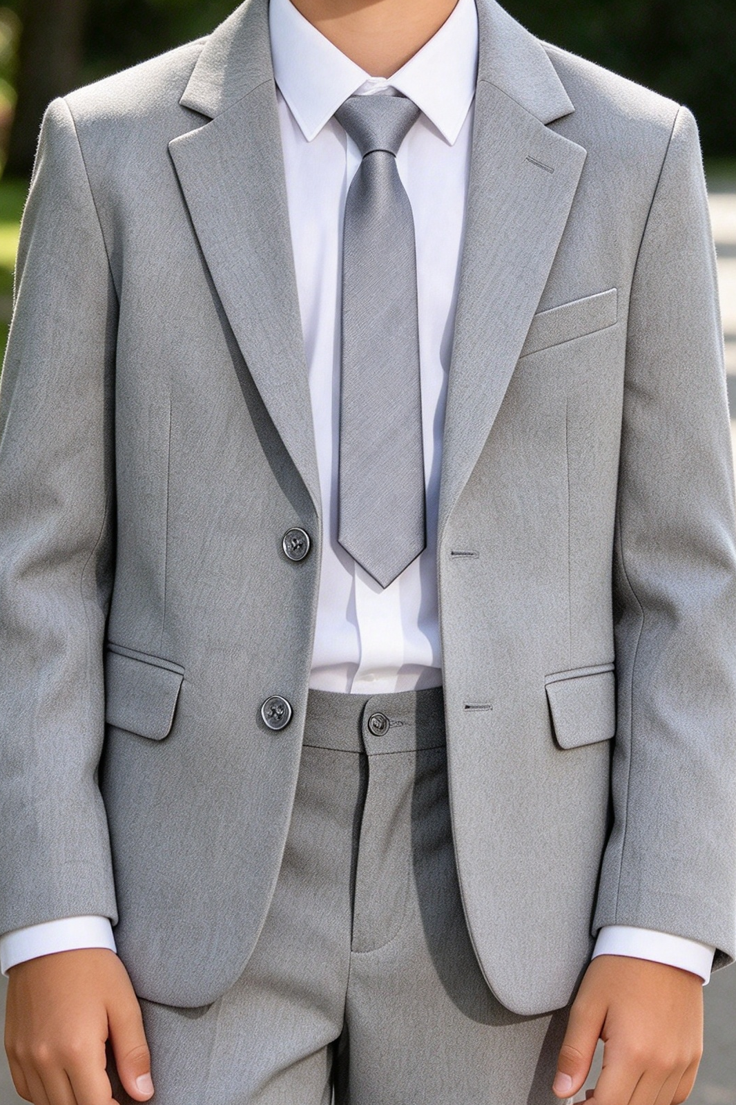 Light Grey Single-Breasted 2 Piece Suit Set