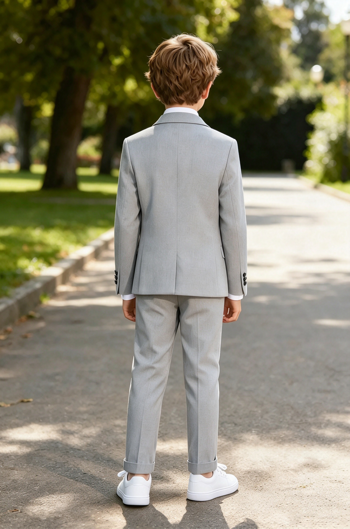 Light Grey Single-Breasted 2 Piece Suit Set