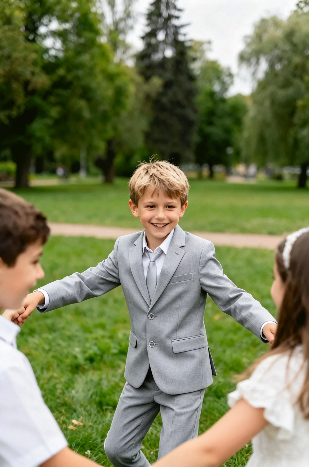Light Grey Single-Breasted 2 Piece Suit Set