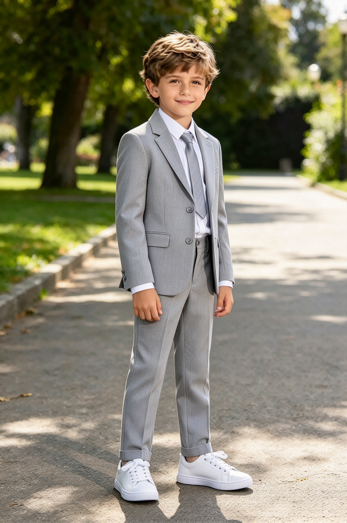 Light Grey Single-Breasted 2 Piece Suit Set