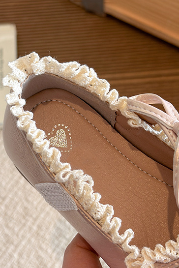 Ivory Cream PU Lace Bow Princess Mary Jane Shoes