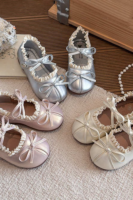 Ivory Cream PU Lace Bow Princess Mary Jane Shoes