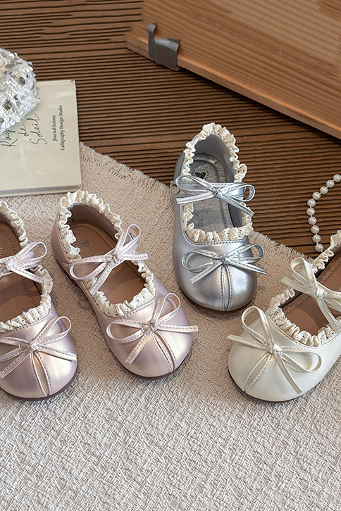 Ivory Cream PU Lace Bow Princess Mary Jane Shoes